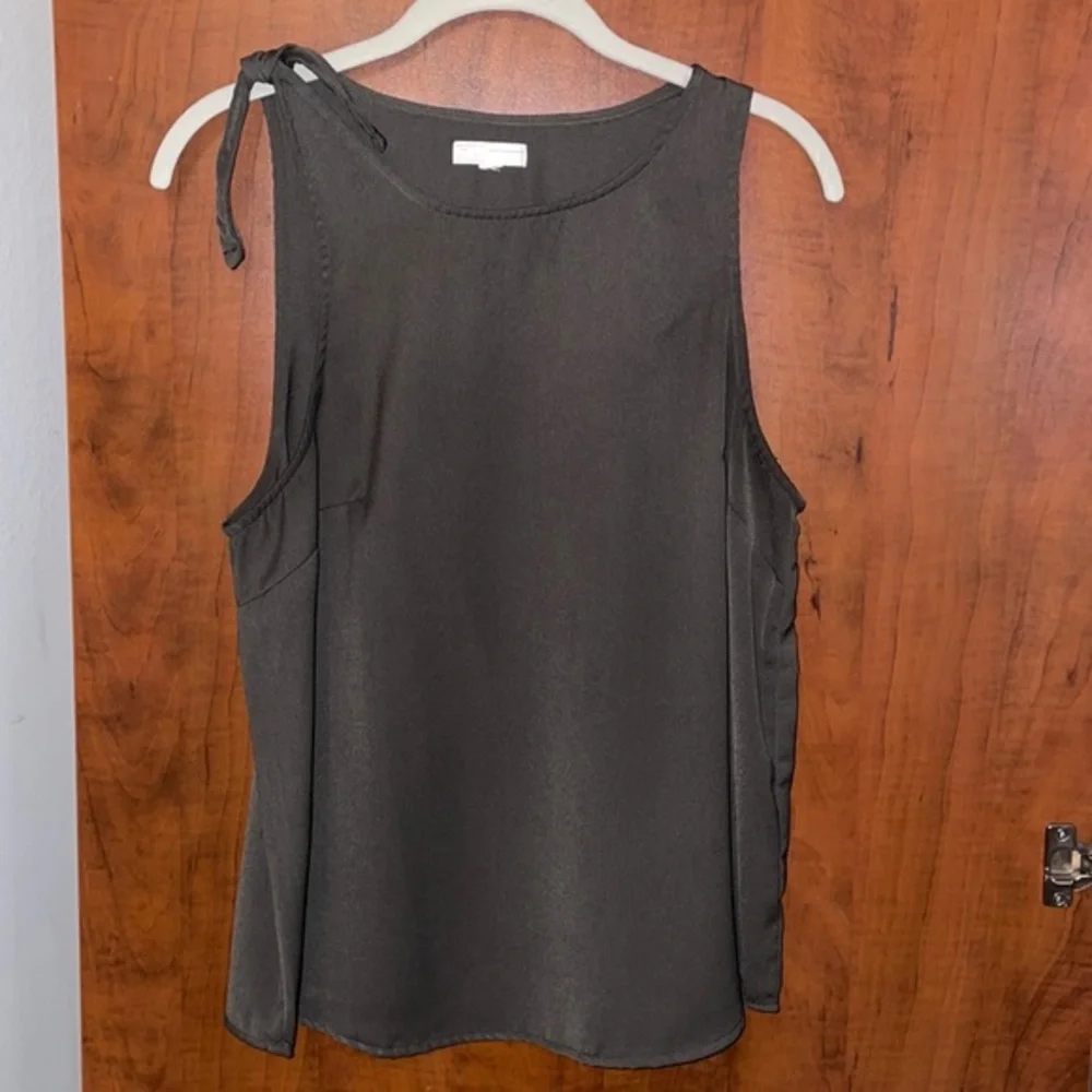 Olive Green Tank Top with Bow - Picture 1 of 7